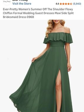 Ever-Pretty Olive Green Off-the-Shoulder Maxi Dress with Side Slit